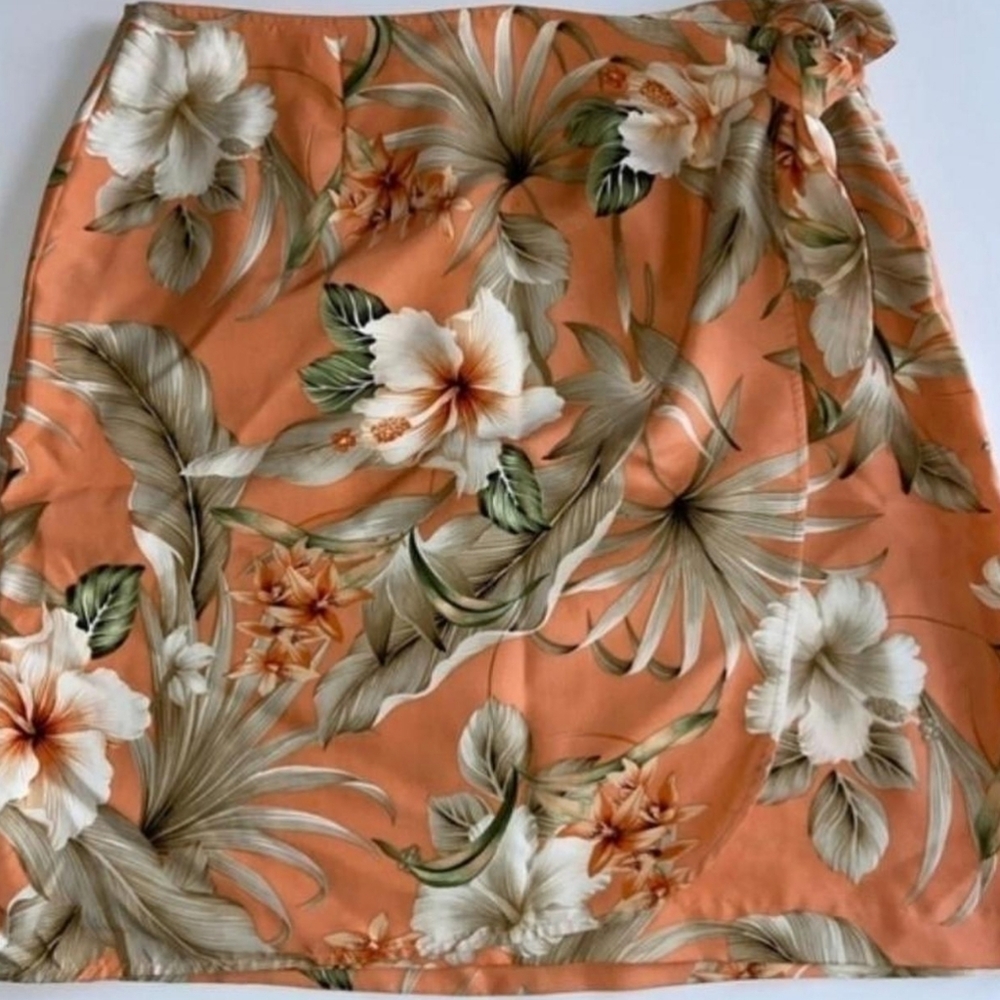Sunny Leigh Orange Tropical Skirt. Size 8 #tropical #floral #summer